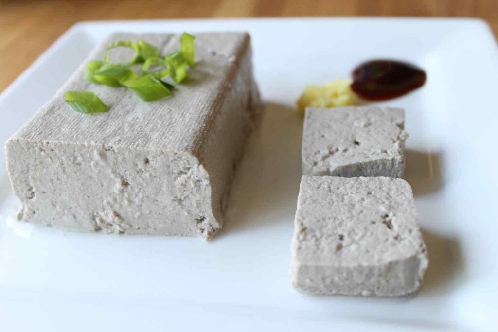 tofu made from black soybeans, displayed as healthy alternatives to dairy products.