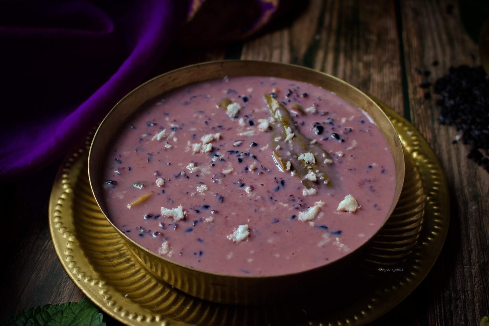 Traditional Chakhao Amubi, a sweet black rice pudding popular in Manipuri cuisine.