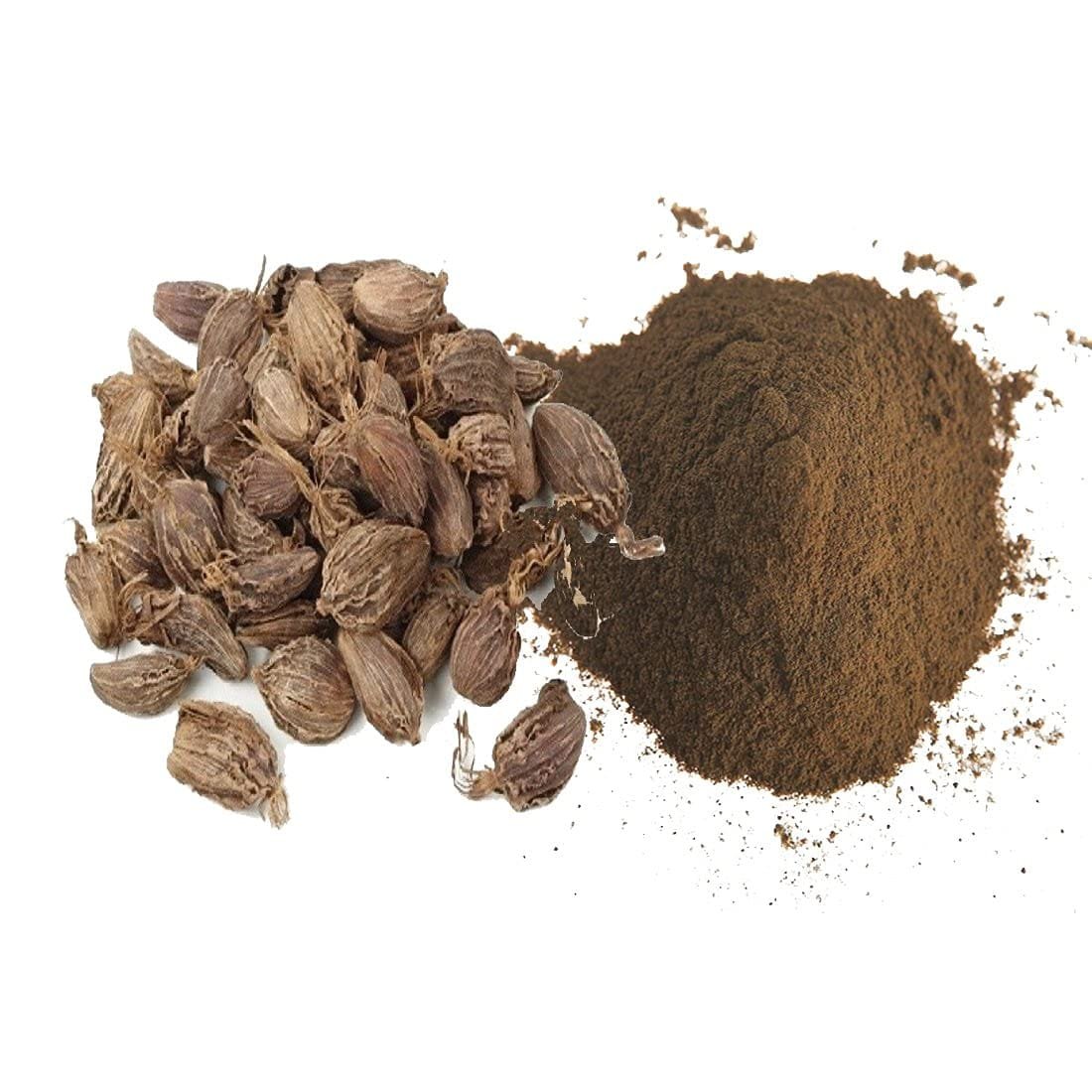 Showing powder of large cardamom from Northeast India.