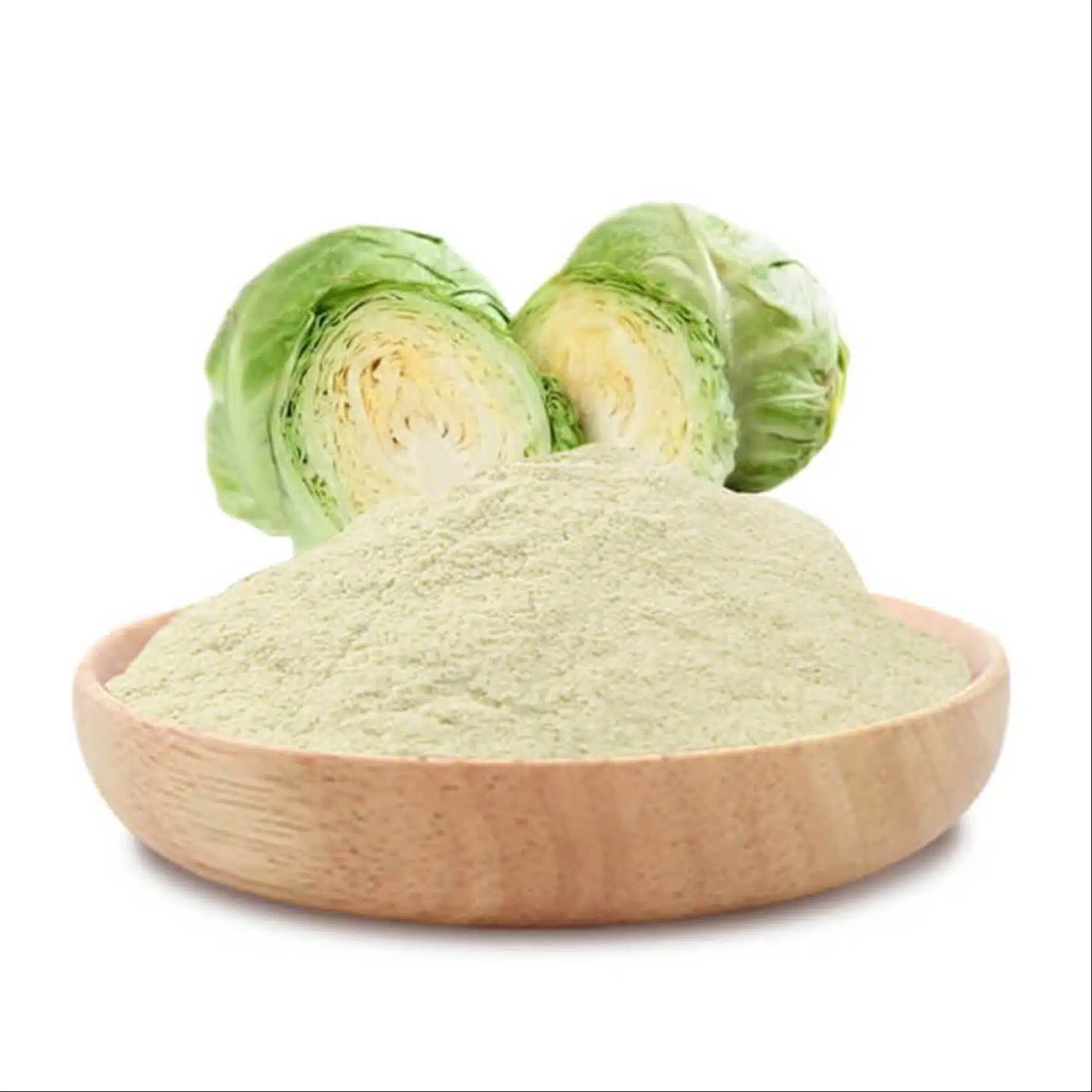 Freshly harvested organic cabbage powder